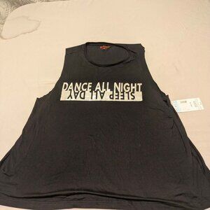 Bongo Black Graphic Tank Mens M "Dance All Star Night Sleep All Day" - NWT